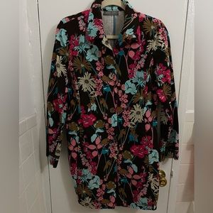 KATE HILL CASUAL BLAZER JACKET FLORAL SIZE 4 100% COTTON WOMEN
